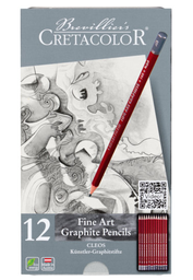 [160 52] Estuche Metal 12 Lápices Fine Art Grafito -Cleos- Cretacolor