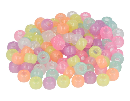 [359002] Cuentas Plástico -Grosella- Multicolor Flúor 9 mm. (400 pzs.)